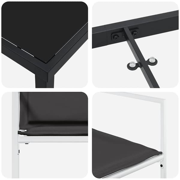 vidaXL Trädgårdsmöbelset 9 pcs Vit Pulverlackerat stål