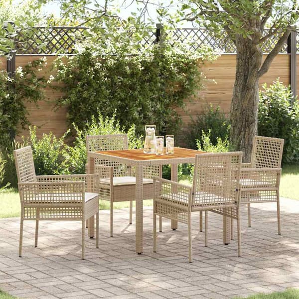 vidaXL Trädgårdsmöbelset 5 pcs Beige konstrotting