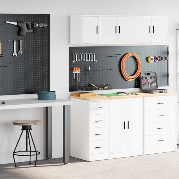 vidaXL Garageskåp 2 st, vit, konstruerat trä