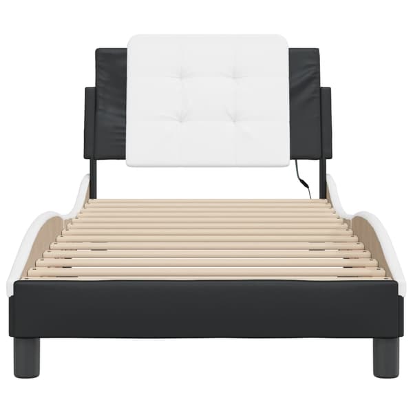 vidaXL Bed Frame with LED without Mattress "Zadar" Black and White 90x200 cm