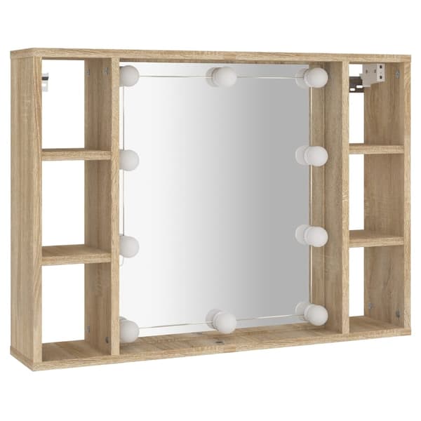 vidaXL Speilskap med LED sonoma eik 76x15x55 cm