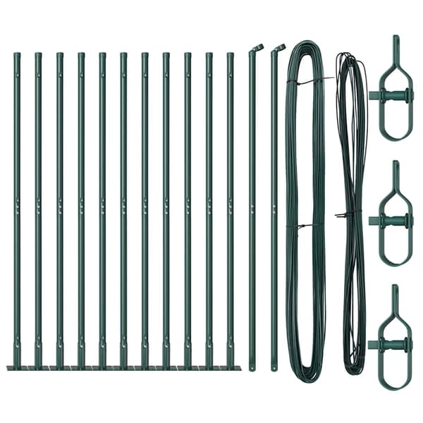 vidaXL Stängselstolpe 13 pcs Grön Stål