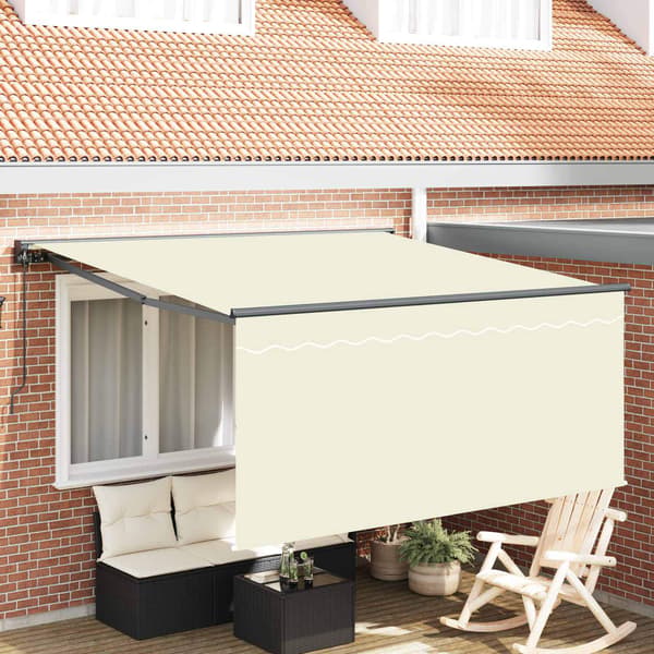 vidaXL Utfällbar markis Kräm 350 x 250 cm Polyester och aluminium