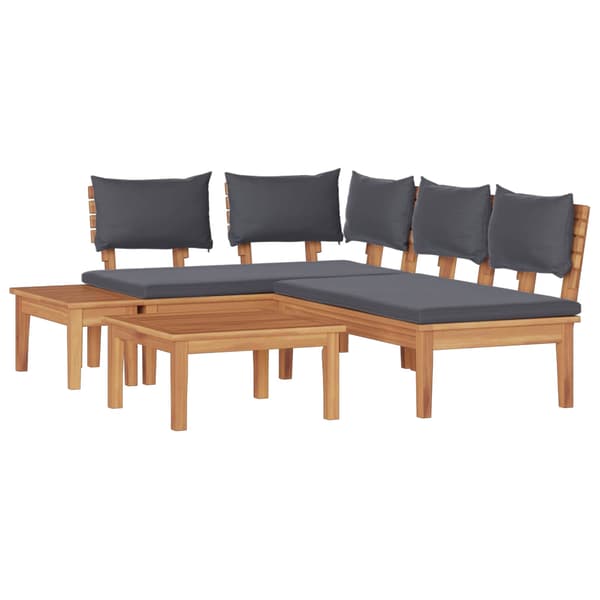 vidaXL Hagesofa Set 4 pcs Brun og Grå