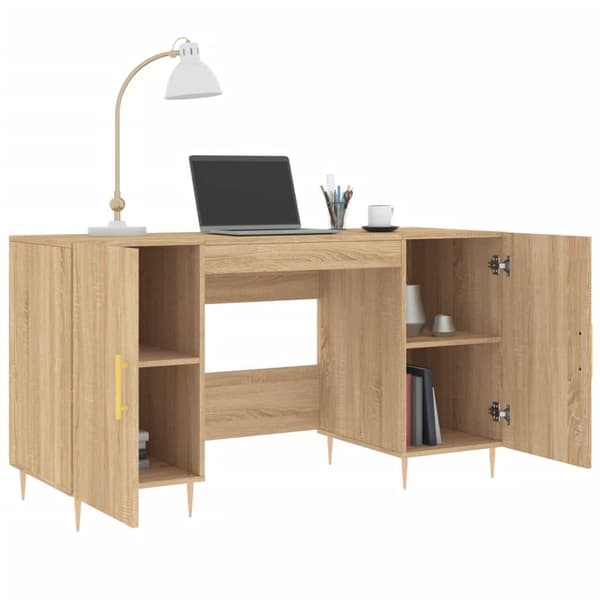 vidaXL Skrivebord sonoma eik 140x50x75 cm konstruert tre