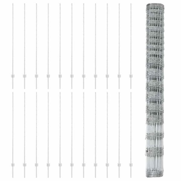 vidaXL Stängsel med stolpe Silver 1,5 x 50 m Stål