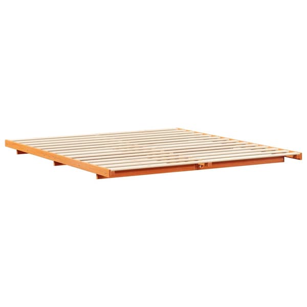 vidaXL Sängram Vaxbrun 200 x 220 cm Massiv furu