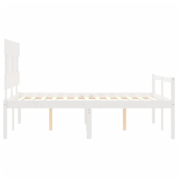 vidaXL Sengeramme med hodegavl hvit 4FT small double heltre
