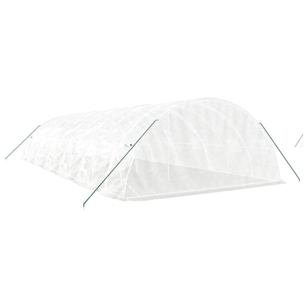 vidaXL Växthus med stålram vit 60 m² 12x5x2,3 m