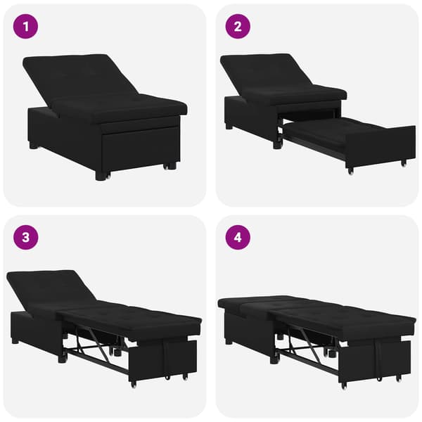 vidaXL Pull Out Sofa Bed Svart 194 x 67 x 82 cm Mikrofiber