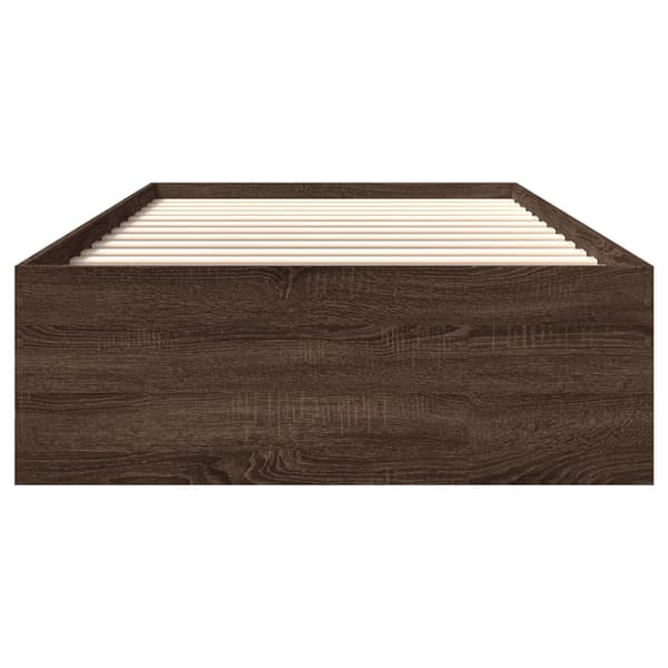 vidaXL Sängram brun ek 75x190 cm konstruerad trä