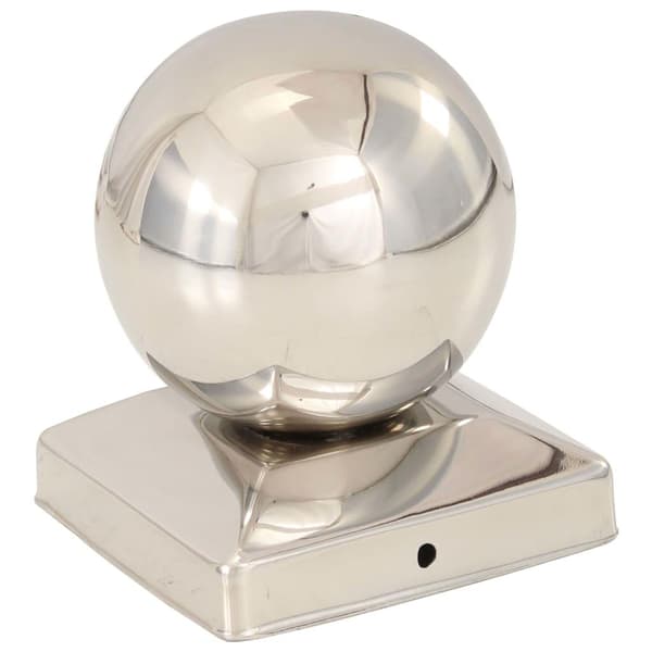 vidaXL Stolpehatter 6 stk ballformet rustfritt stål 91x91 mm