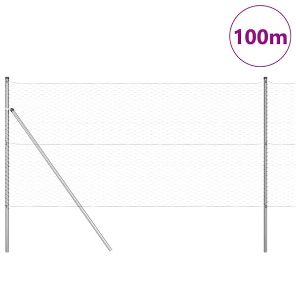 vidaXL Gjerdepåle sølv 100 x 1 m (36 mm netting) Stål