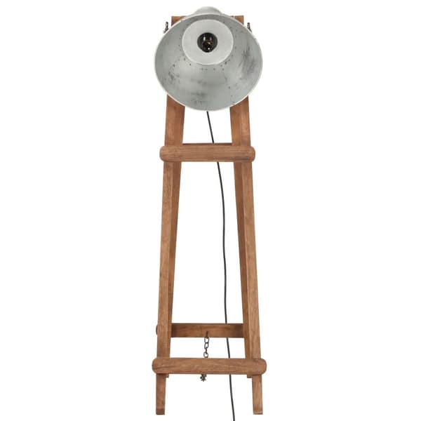 vidaXL Golvlampa silver E27 massivt mangoträ