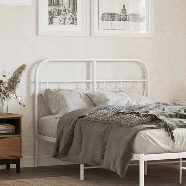 vidaXL Utskiftbar sengegavl i metall hvit 120 cm