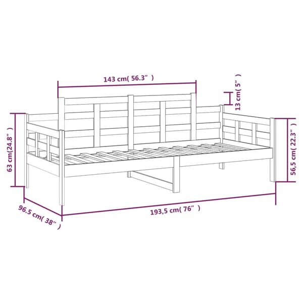 vidaXL Dagseng heltre furu 90x190 cm