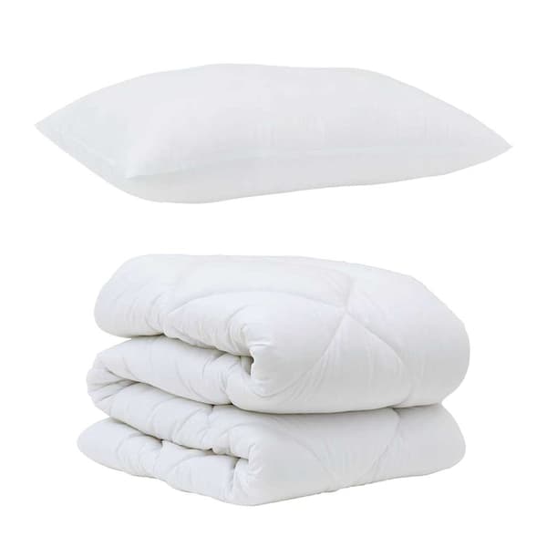 vidaXL Täcke med kudde 2 st Vit Mikrofiber