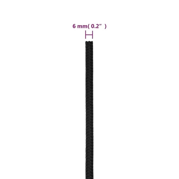 vidaXL Båtlina helsvart 6 mm 250 m polypropen