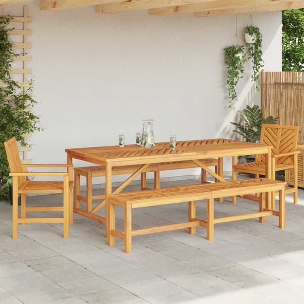 vidaXL Hage Spisegruppe 5 pcs Brun Solid akasietre