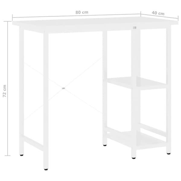 vidaXL PC-bord hvit 80x40x72 cm MDF og metall