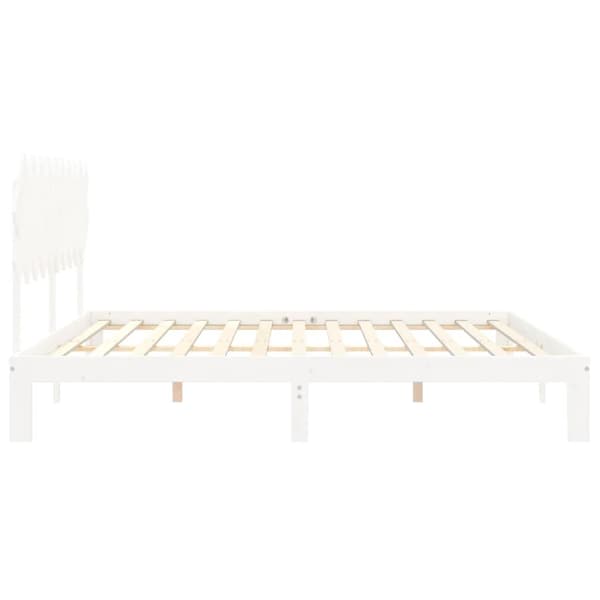 vidaXL Sengeramme med hodegavl hvit 200x200 cm heltre