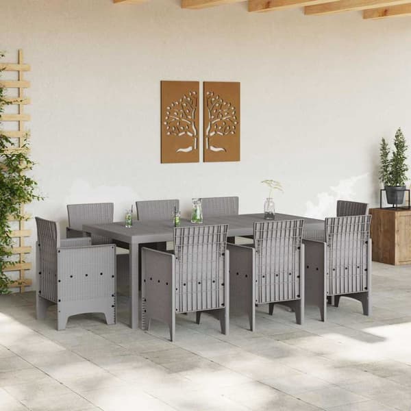 vidaXL Trädgårdsmöbelset 9 pcs Ljusgrå Polypropylen