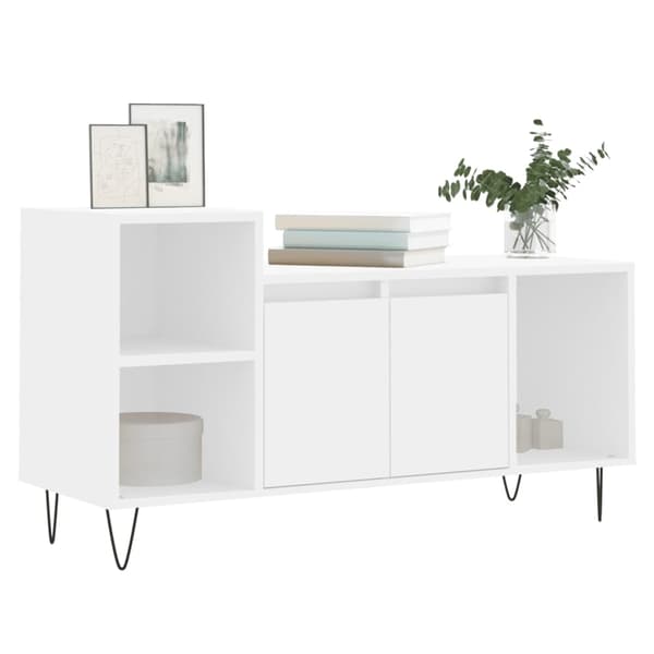 vidaXL TV-benk hvit 100x35x55 cm konstruert tre