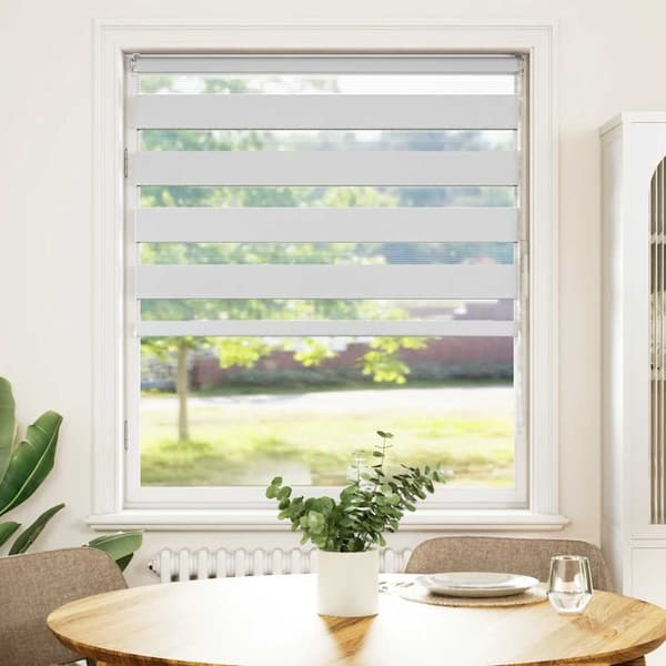 vidaXL Rullgardin zebra vit 100x100 cm tyg bredd 95,9 cm polyester