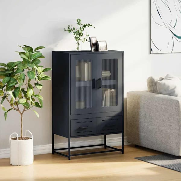vidaXL Highboard antrasitt 68x39x111,5 cm stål