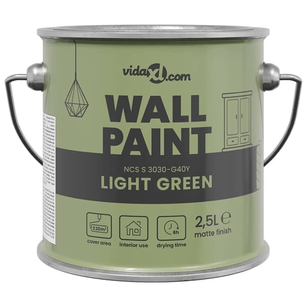 vidaXL Väggfärg Grön 2,5 L Väggprint