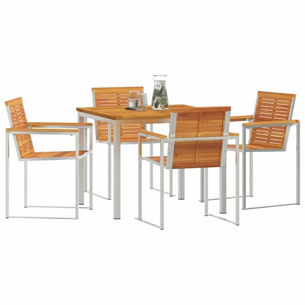vidaXL Hage Spisegruppe 5 pcs Brun Solid akasietre