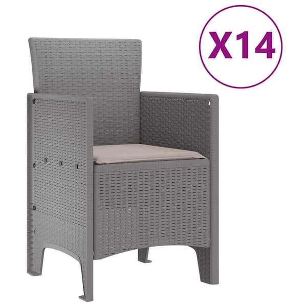 vidaXL Trädgårdsmöbelset 15 pcs Ljusgrå Polt rotting