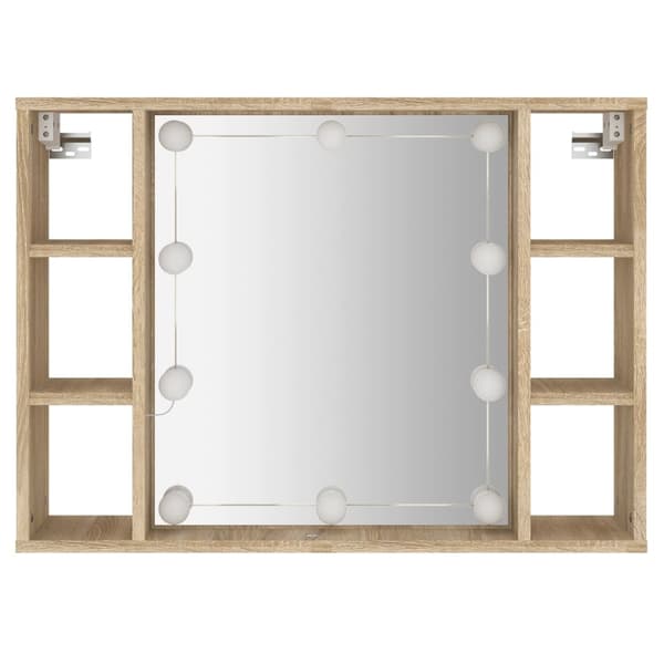 vidaXL Speilskap med LED sonoma eik 76x15x55 cm