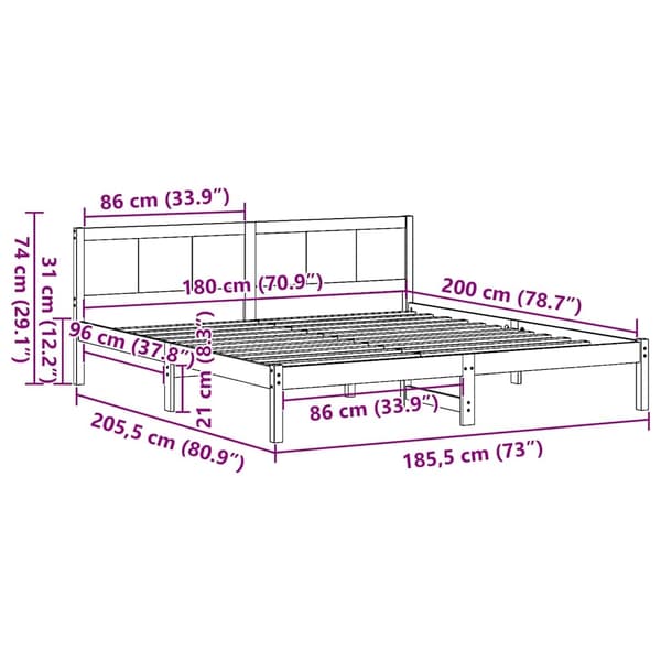 vidaXL Vit Talläng Vit Trä 75 x 190 cm Hållbar Vit sängram