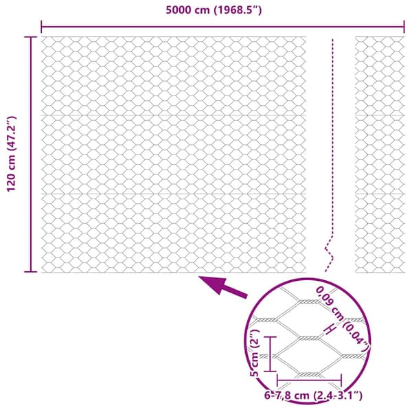 vidaXL Sekskantet gjerde grønn 1,2 x 50 m PVC