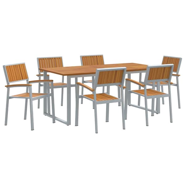 vidaXL Hage Spisegruppe 7 pcs Grå Solid akasietre
