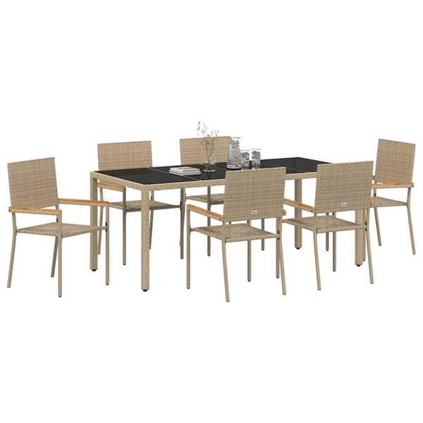 vidaXL Trädgårdsmöbelset 7 pcs Beige konstrotting