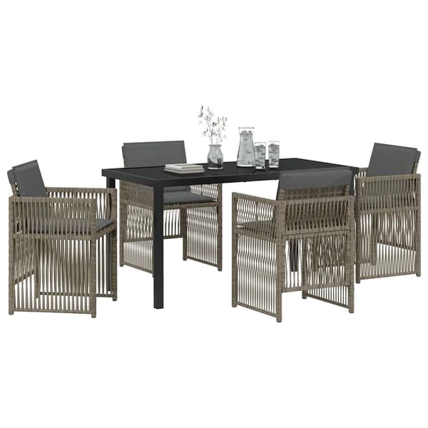 vidaXL Trädgårdsmöbelset 5 pcs Grå Pulverlackerat stål