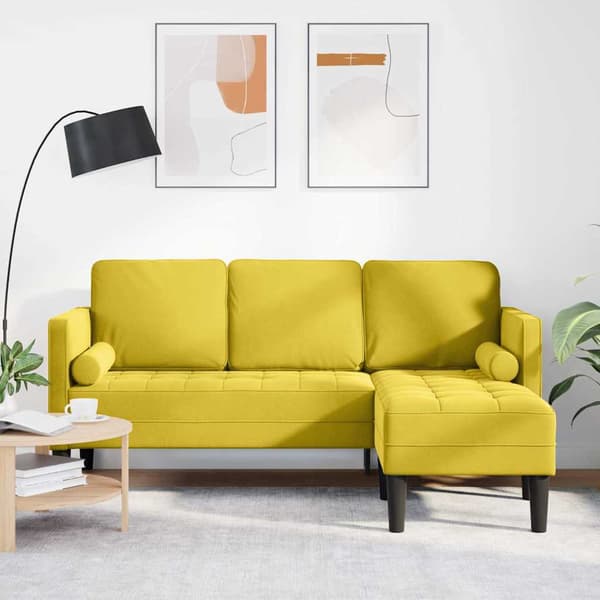 vidaXL Soffset med kudde Gul Polyester