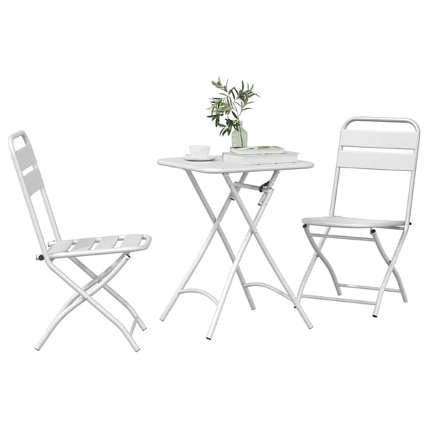 vidaXL Bistrosett 3 pcs Hvit Stål