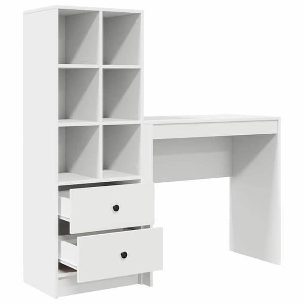 vidaXL Skrivbord med låda 2 pcs Vit