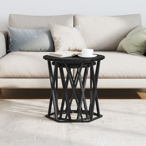 vidaXL Kaffebord 2 pcs Svart Eik Konstruksjonsvirke og stål