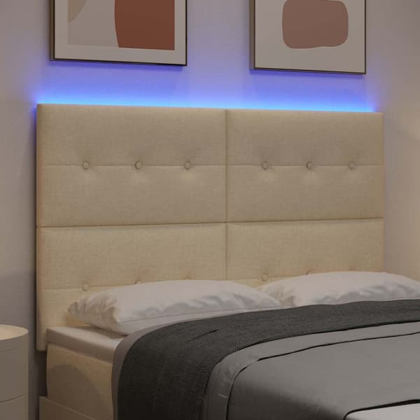 vidaXL LED Sänggavel Gräddvit 80 cm Tyg