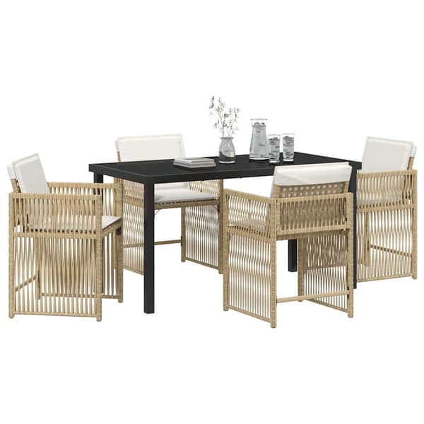 vidaXL Hage Spisegruppe 5 pcs Beige polyrotting