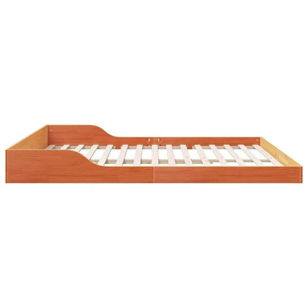 vidaXL Sängram Vaxbrun 200 x 200 cm Massiv furu