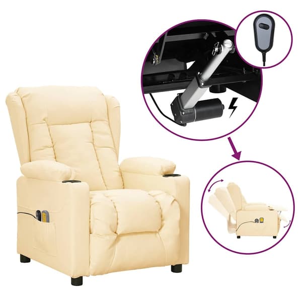 vidaXL Elektrisk massagefåtölj gräddvit konstläder