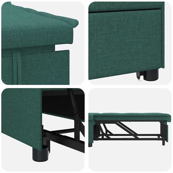 vidaXL Pull Out Sofa Bed Mörkgrön 194 x 50 x 82 cm tyg