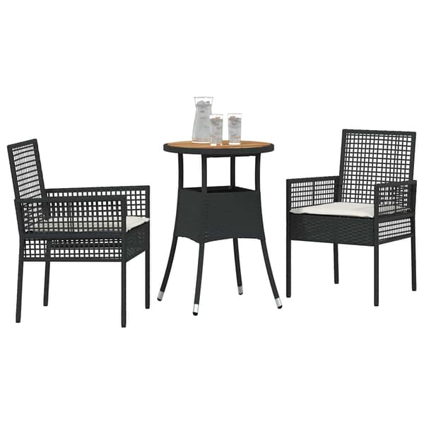 vidaXL Trädgårdsmöbelset 3 pcs Svart konstrotting