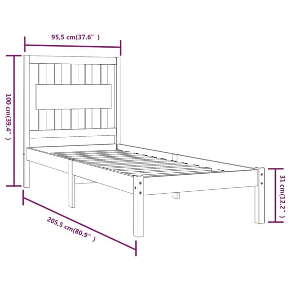 vidaXL Sengeramme heltre furu 90x200 cm