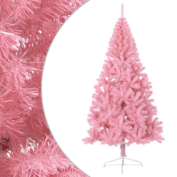 vidaXL Halv plastgran med stativ rosa 180 cm PVC